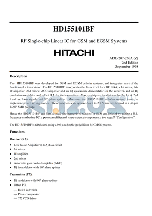 HD155101BF datasheet - RF Single-chip Linear IC for GSM and EGSM Systems