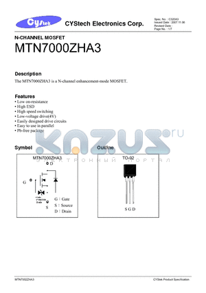 MTN7000ZHA3 datasheet - N-CHANNEL MOSFET