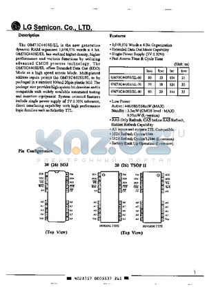 GM71C4403ER-60 datasheet - 1,048,576 Words x Bit Organization