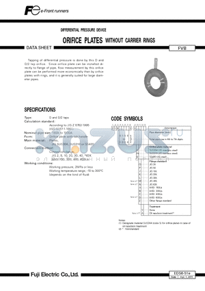 EDS6-51E datasheet - DIFFERENTIAL PRESSURE DEVICE ORIFICE PLATES WITHOUT CARRIER RINGS