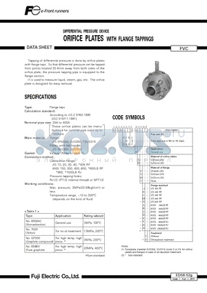 EDS6-52G datasheet - DIFFERENTIAL PRESSURE DEVICE ORIFICE PLATES WITH FLANGE TAPPINGS