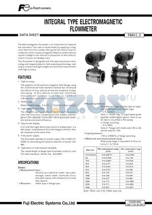 EDS6-69B datasheet - INTEGRAL TYPE ELECTROMAGNETIC FLOWMETER