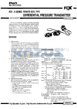 EDS6-86E datasheet - FCX-A SERIES REMOTE SEAL TYPE DIFFERENTIAL PRESSURE TRANSMITTER