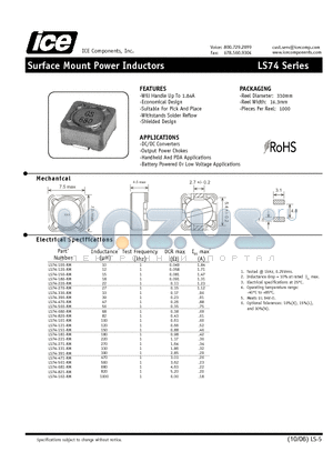 LS74-151-RM datasheet - Surface Mount Power Inductors