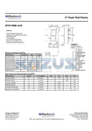 MTN7180M-AUR datasheet - .8 Single Digit Display