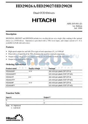 HD29026AFP datasheet - Dual CCD Drivers
