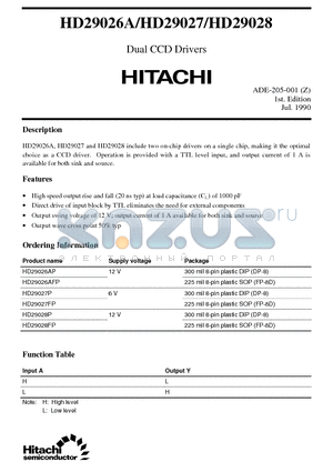 HD29028P datasheet - Dual CCD Drivers