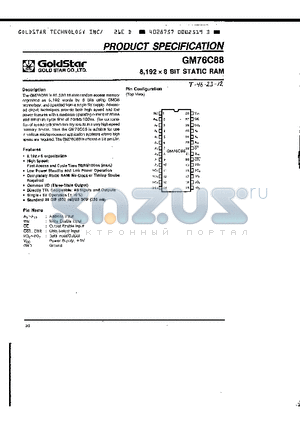 GM76C88-70 datasheet - 8,192 X 8 BIT STATIC RAM