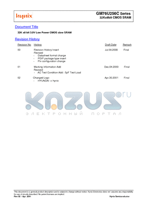 GM76U256CL datasheet - 32K x8 bit 3.0V Low Power CMOS slow SRAM