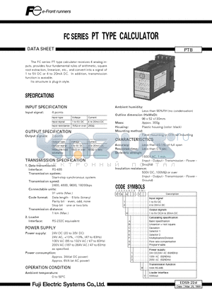 EDS9-22D datasheet - FC SERIES PT TYPE CALCULATOR