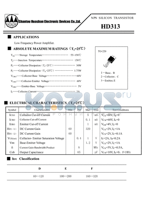 HD313 datasheet - NPN SILICON TRANSISTOR