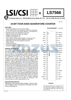 LS7566 datasheet - 24-BIT FOUR-AXES QUADRATURE COUNTER