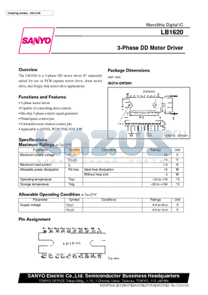LB1620 datasheet - 3-Phase DD Motor Driver