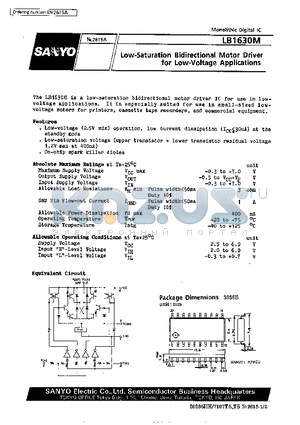 LB1630M datasheet - Low-Saturation Bidirectional Motor Driver for Low-Voltage Applications