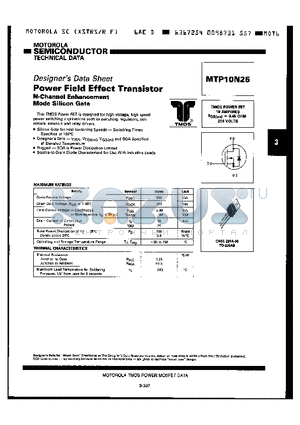 MTP10N25 datasheet - POWER FIELD EFFECT TRANSISTOR