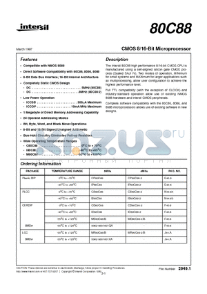 LS80C88 datasheet - CMOS 8/16-Bit Microprocessor