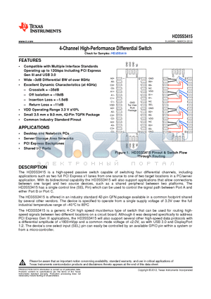 HD3SS3415RUAR datasheet - 4-Channel High-Performance Differential Switch