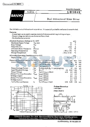 LB1648 datasheet - Dual Bidirectional Motor Driver