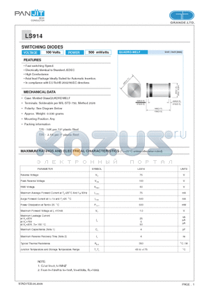 LS914 datasheet - SWITCHING DIODES