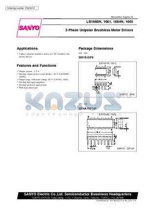 LB1660N datasheet - 2-Phase Unipolar Brushless Motor Drivers