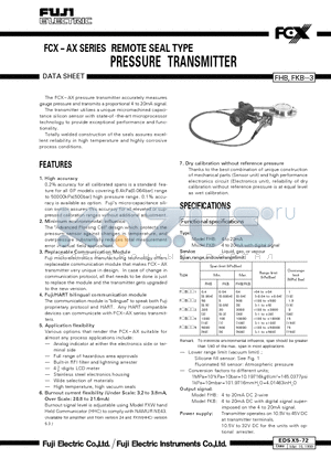 EDSX5-72 datasheet - FFCCXX  AAX SSEERRIIEESS REMOTE SEAL TYPE PRESSURE TRANSMITTER