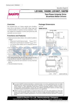 LB1668_09 datasheet - Two-Phase Unipolar Drive Brushless Motor Drivers