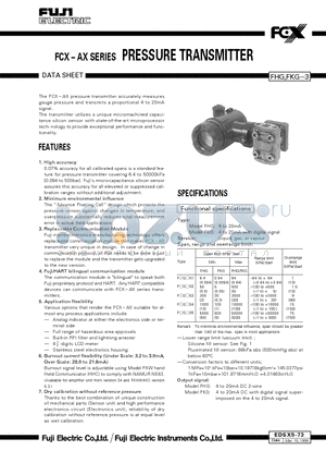 EDSX5-73 datasheet - FCX  AX SERIES PRESSURE TRANSMITTER