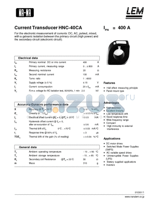 HNC-40CA datasheet - Current Transducer HNC-40CA