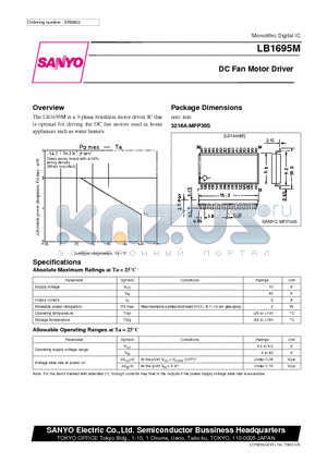 LB1695M datasheet - DC Fan Motor Driver