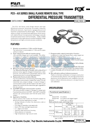 EDSX6-103 datasheet - FCX  AX SERIES SMALL FLANGE REMOTE SEAL TYPE DIFFERENTIAL PRESSURE TRANSMITTER