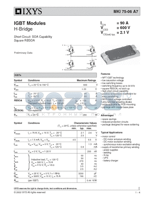 MKI75-06A7 datasheet - Short Circuit SOA Capability Square RBSOA