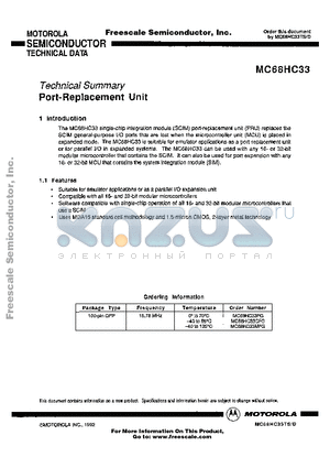 MC68HC33 datasheet - Port-Replacement Unit