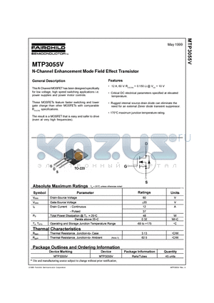 MTP3055V datasheet - N-Channel Enhancement Mode Field Effect Transistor