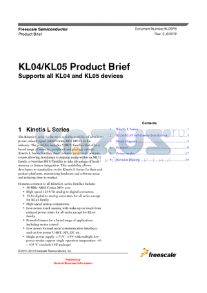 MKL04Z16VFK4 datasheet - Supports all KL04 and KL05 devices