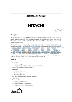 HD404334 datasheet - 4-bit HMCS400-Series microcomputer with large-capacity memory