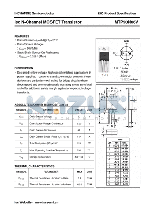 MTP50N06V datasheet - isc N-Channel MOSFET Transistor