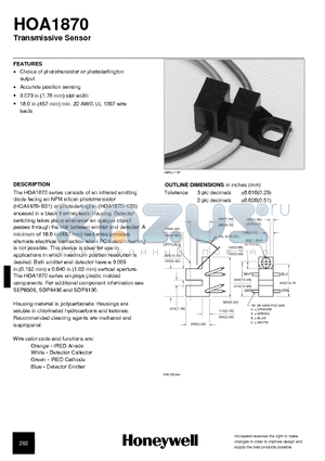 HOA-1870-033 datasheet - Transmissive Sensor