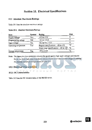 HD404344 datasheet - ELECTRICAL SPECIFICATIONS