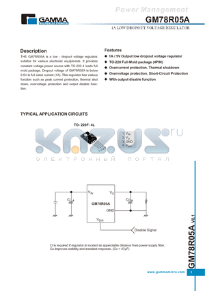 GM78R12ATBF4T datasheet - 1A LOW DROPOUT VOLTAGE REGULATORS