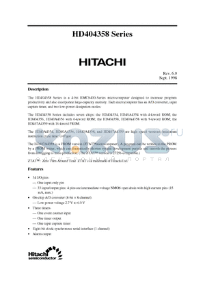 HD404356H datasheet - 4-bit HMCS400-Series microcomputer