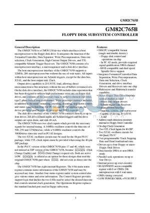 GM82C765 datasheet - FLOPPY DISK SUBSYSTEM CONTROLLER