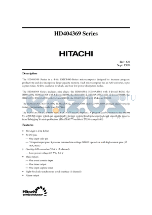 HD404364H datasheet - 4-bit HMCS400-Series microcomputer