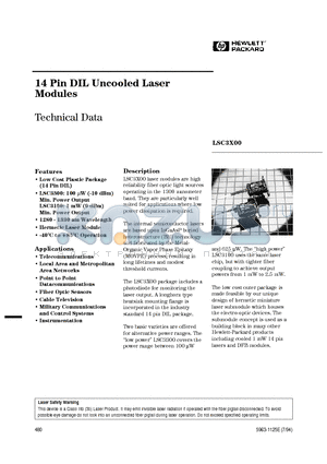 LSC3100 datasheet - 14 Pin DIL Uncooled Laser Modules