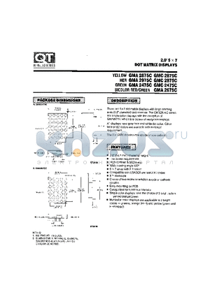 GMA2475C datasheet - 2.0 5X7 DOT MATRIX DISPLAYS