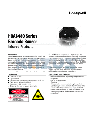 HOA6480 datasheet - HOA6480 Series Barcode Sensor