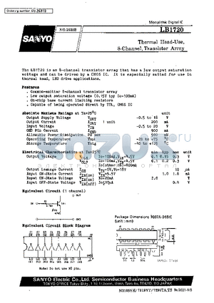 LB1720 datasheet - Thermal Head-Use, 8-Channel, Transistor Array