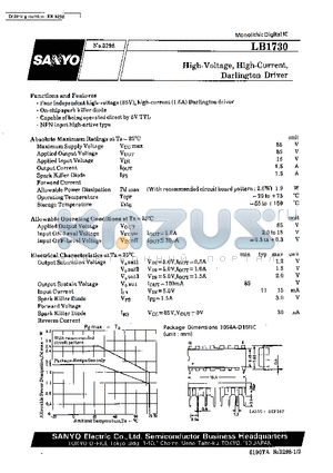 LB1730 datasheet - High-Voltage, High-Current Darlington Driver