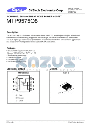 MTP9575Q8 datasheet - P-CHANNEL ENHANCEMENT MODE POWER MOSFET