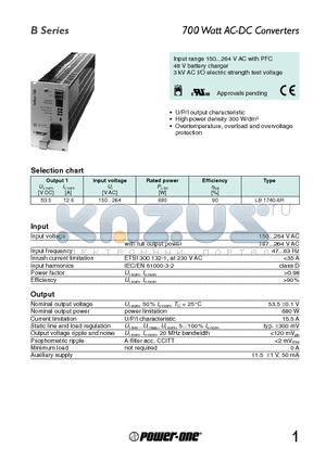 LB1740-6R datasheet - 700 Watt AC-DC Converters