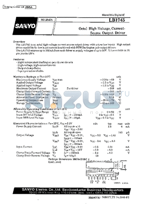 LB1745 datasheet - Octal High-Voltage,Current-Source Output Driver